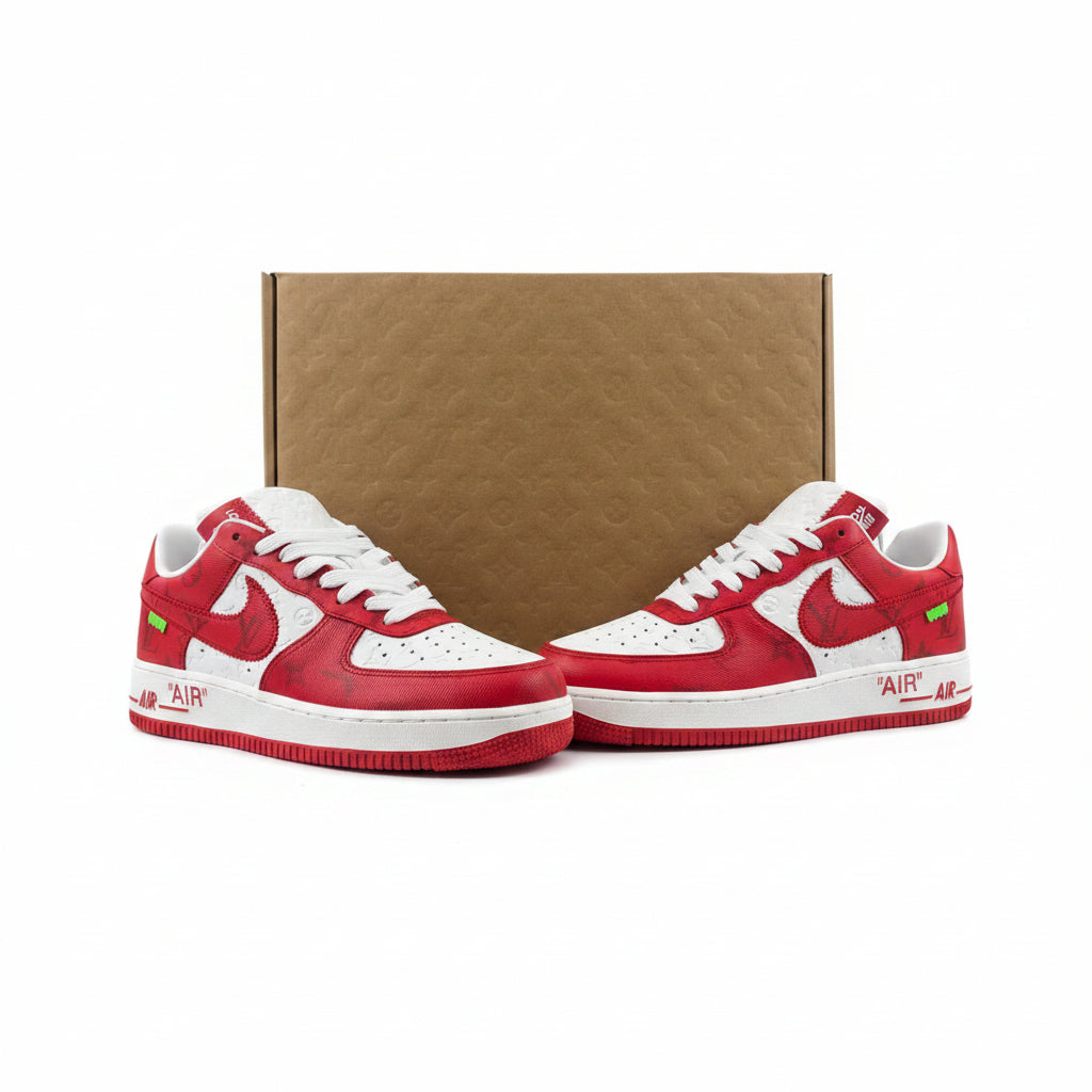 Louis Vuitton Nike Air Force 1 Low By Virgil Abloh White Red