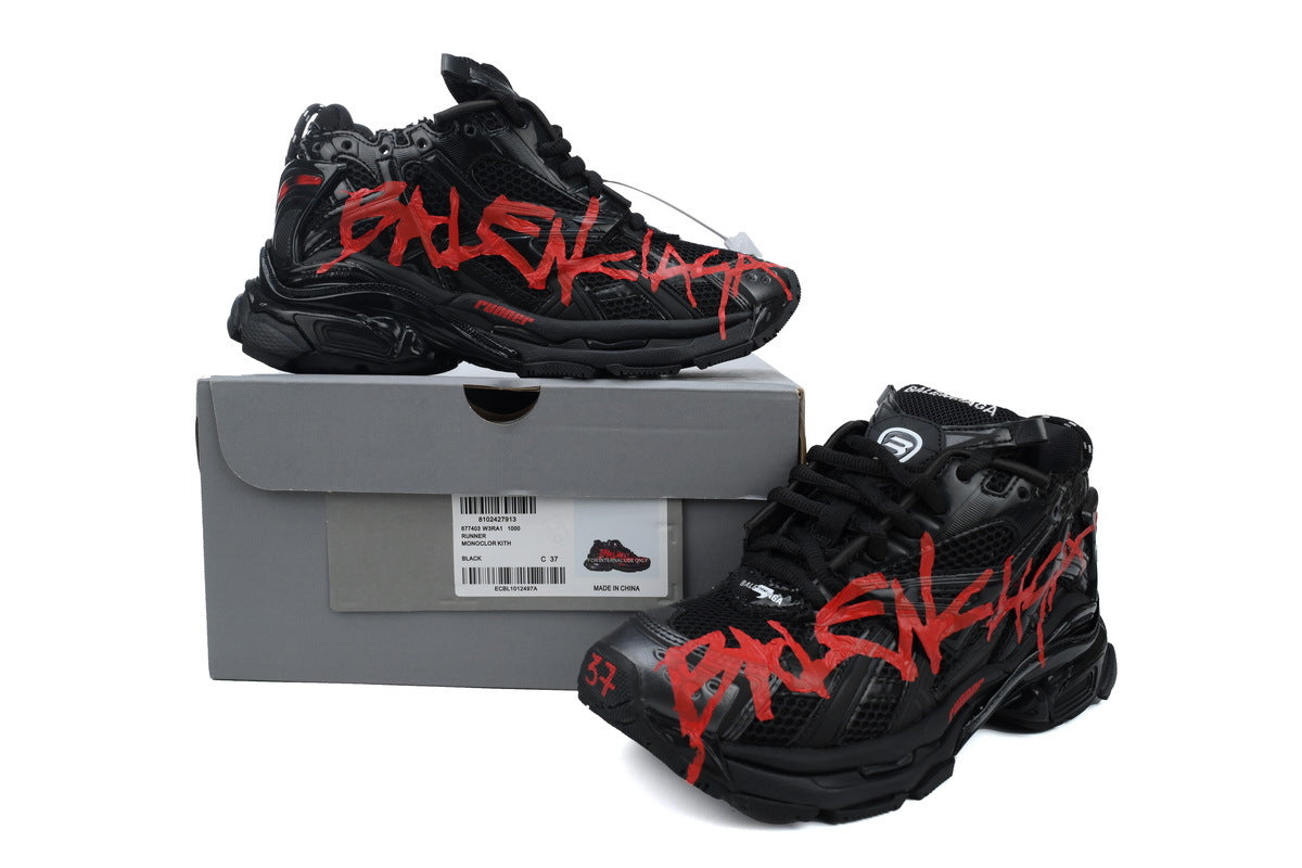 Balenciaga Runner Graffiti Black Red